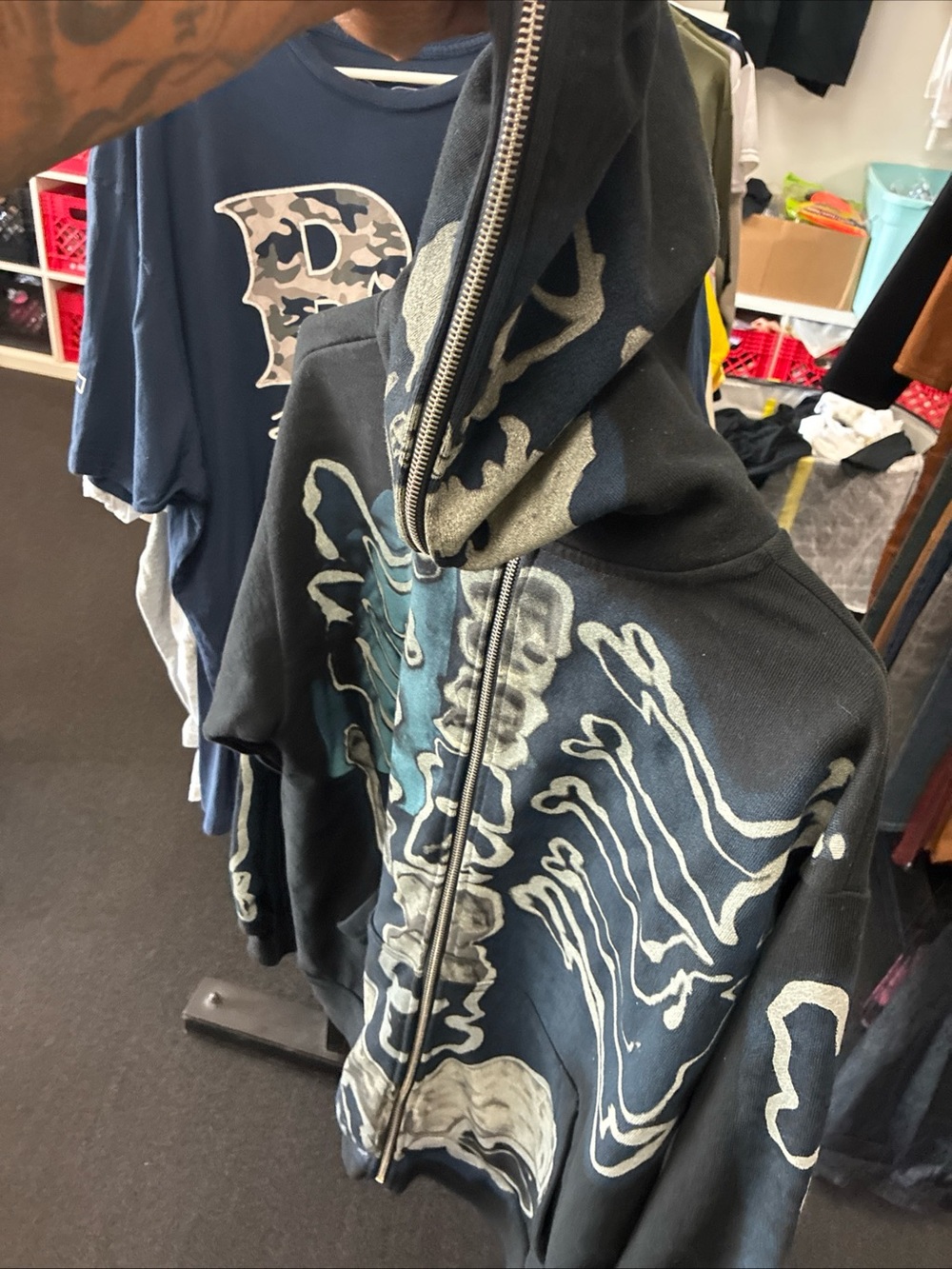 Travis Scott x Cactus Jack Fragment Skeleton Graffiti Full Zip Up Hoodie SZ M - Picture 7 of 16